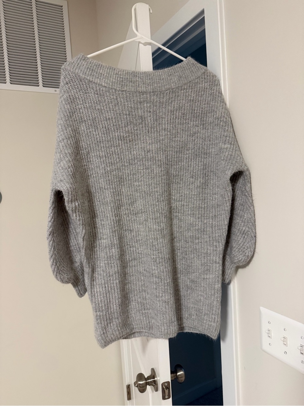 Express Gray Off-the-Shoulder Ribbed Sweater